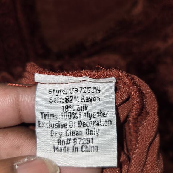 Johnny Was Tunic Womens S Rust Shobah Velvet 3/4 Sleeve Embroidery Boho - Picture 9 of 9